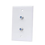 Dual Coax Cable TV Wall Plate - Double Coaxial F Connector Cover Plate in White for Cable TV &...