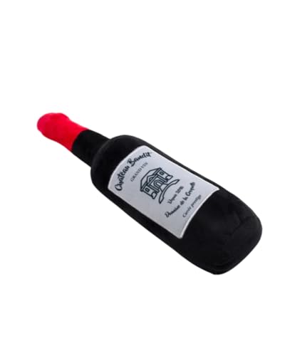 Bandit – Jouet pour Chien en Peluche en Forme de Bouteille de Vin – avec Couineur Sonore – Jouet Ludique et Doux pour Chiens