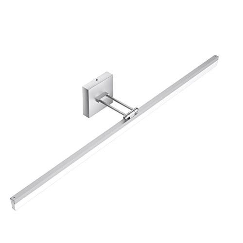 Image of Ralbay 40 inch Silver Bathroom Vanity Light 24W Adjustable Silver Vanity Lighting Modern LED Bathroom Vanity Light Fixtures Over Mirror (6000K Cool White Light)