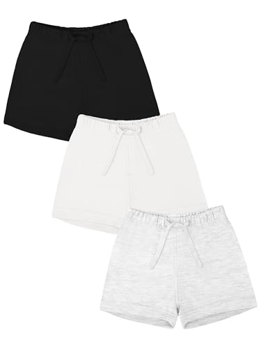Image of Ruisita 3 Pack Unisex Baby Toddler Cotton Shorts with Drawstring Baby Pull-on Solid Shorts Soft Clothes for Summer Daily