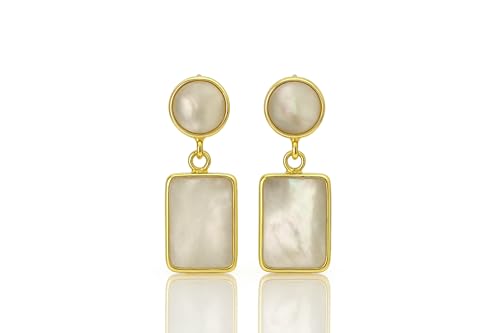 Boucles d'oreilles en or 14K et nacre véritable pour femme