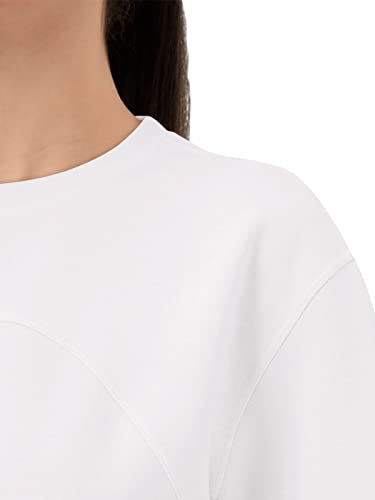 Cyanstyle Women's Workout Crop Drawstring Running Shirts Crew Neck Short Sleeve Tennis Tops White Small #TOP3