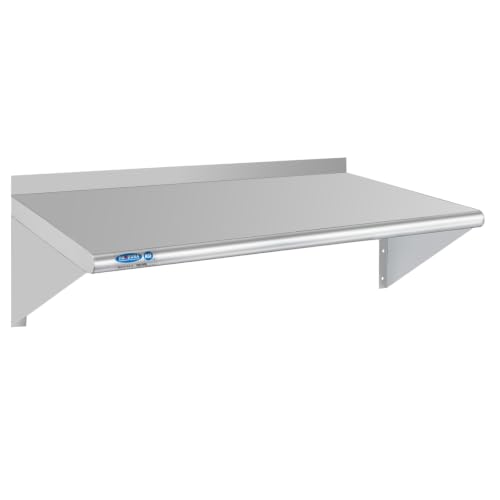 Image of HARDURA Stainless Steel Shelf 18 inch x 36 inch, 340lb Commercial Shelves Wall Mount Metal Shelving with Backsplash and Brackets for Kitchen, Restaurant, Laundry Room and Home