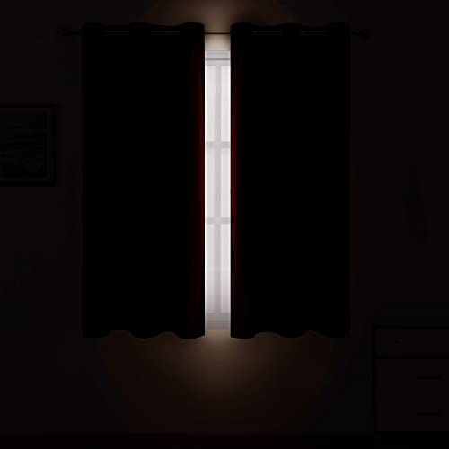Image of LEMOMO Chocolate Brown Blackout Curtains 38 x 54 Inch Length /Set of 2 Curtain Panels /Thermal Insulated Room Darkening Blackout Curtains for Bedroom