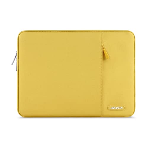 Image of MOSISO Laptop Case 16 inch, 15-15.6 inch Laptop Sleeve Compatible with MacBook Pro 16 M5 M4 M3 M2 M1, HP Acer Dell Lenovo ASUS, Polyester Vertical Computer Sleeve Bag with Pocket, Yellow