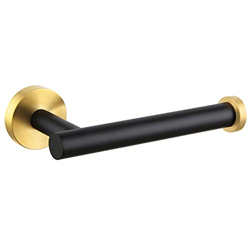 Toilet Paper Holder Black & Gold, Angle Simple Stainless Steel Bathroom Tissue Hanger, Lavatory Paper Roll Dispenser Wall Mount