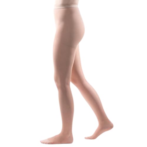 Image of Allegro Women's Essential 83 Sheer Compression Pantyhose 8-15 mmHg Support | Discreet toe styling with a soft double-plush waistband, ventilated crotch and smooth nylon-spandex fabric for daily comfort.