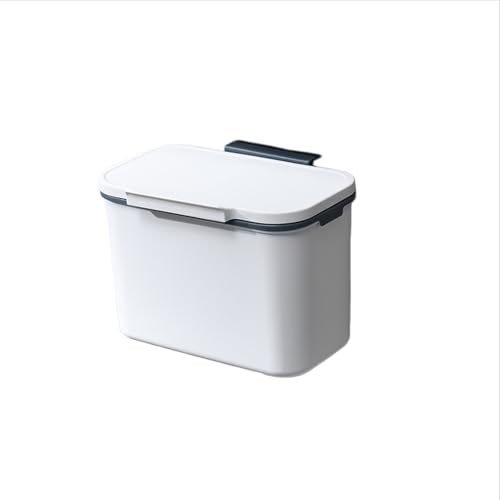Poubelle murale 12 L avec couvercle coulissant blanc et bleu sans perçage