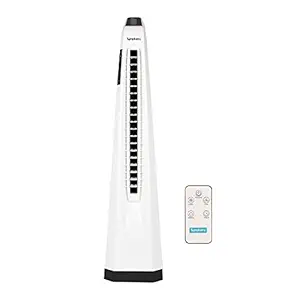 Surround-i High Speed Bladeless Technology Tower Fan for Home With Touchscreen Control Panel, Remote, and Swivel Action (White)
