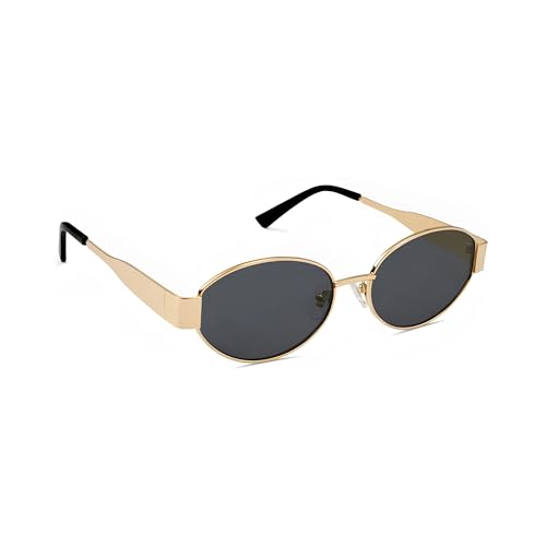 4Flaunt Retro Oval Sunglasses For Women & Men | Trending, Stylish & Durable Metal Frame Vintage 90s Sunglasses With UV 400 Protection Lenses