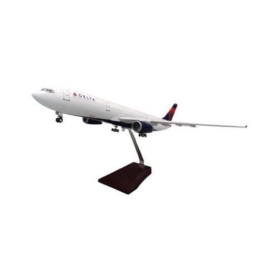 Modelo Delta Airlines A330 de resina a escala 1:135 con luz de 47 cm para coleccionistas