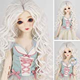 1/6 BJD with 6-7 Inch High Temperature Synthetic Fiber Long White Ombre Kinky Curly Hair Wig BJD Doll Wigs for 1/6 BJD SD Doll(1001#)