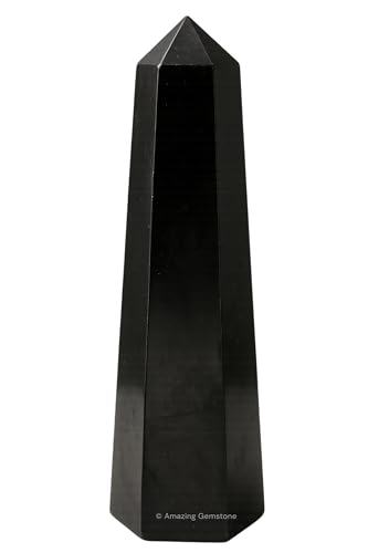 Image of Amazing Gemstone Shungite Crystal Towers - Natural Healing Crystal Point Obelisk for Reiki Healing and Crystal Grid (3 inch to 4 inch INCH)