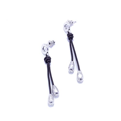 Pendientes-de-mujer-banados-en-plata-hechos-con-cuero-Hecho-a-mano-en-Espana-Estilo-boho-hippie-Pendientes-ideal-para-regalar-Plata