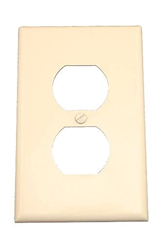 Image of Leviton 1-Gang Duplex Device Receptacle Wallplate, Midway Size, Thermoset, Device Mount, 80503-T, Light Almond