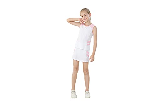 Exarus Girls Tennis Outfit Golf Dress Kids Sleeveless Tank Top And Skirt Skorts With Shorts Pockets White 8 Years #TOP4
