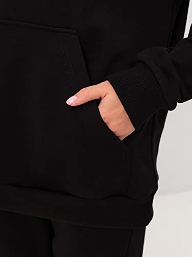 Jihuilai Black Matching Sweat Sets For Women Hooded Sweatshirt And Sweatpants Athletic Sweatpants Set Women L #TOP3