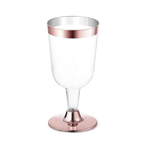 KWMAEEUID Bicchiere da Vino in Vetro, da Champagne, 6 Pezzi, con Bordo in plastica, per Gelato al Vino Rosso, degustazione in Oro Rosa, Dessert (Oro Rosa 180 ml)