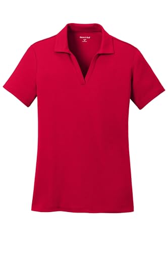 SPORT-TEK Women's PosiCharge RacerMesh Polo | Ladies Short Sleeve Collared Shirt for Summer, Relaxed Fit Top for Work & Golf