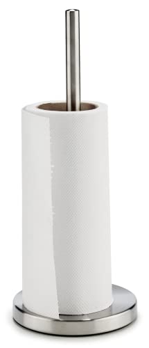 TIENDA EURASIA® Porta Rollos de Papel de Cocina - Soporte Papel de Cocina de Acero Inoxidable Resistente y Facil de Limpiar - Ideal para Rollos Grandes - Ø15 cm x h 33,5 cm