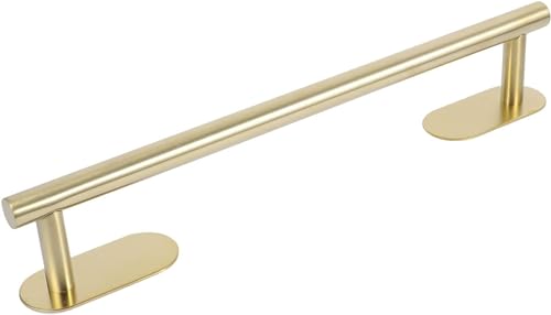 YUET Brushed Brass Towel Rail Adhesive 40 CM Hand Towel Holder Bar Bathroom Holders No Drill For Bathrooms Kitchen Dish Cloths Hanger 304 Stainless Steel RUSTPROOF Wall Mounted 16 Gold