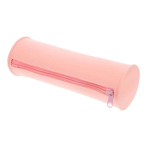 TEHAUX Bolsa de Silicona Color Rosa para Brochas de Maquillaje con Cierre de Cremallera Fácil Acceso, Adecuado para Viajes de Negocios y Uso Diario