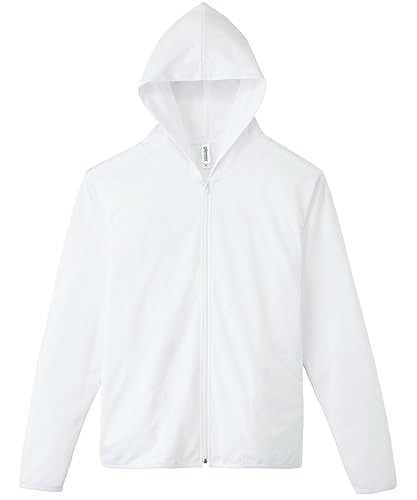 [ニッセン] パーカー メンズ 裏面メッシュフルジップ長袖 吸汗速乾・UVカット ホワイト S