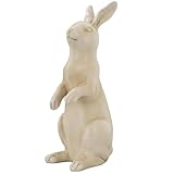 H.Bauer jun. große Deko Hasen Figur Kunststein 33 cm - sitzender cremefarbiger Osterdeko Hase - XL Polyresin Osterhasen Frühjahresdeko zum hinstellen