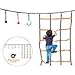 Ninja Hanging Obstacle Course,Jungle Gym Kids - 39 ft Slackline,2 Gymnastics Rings,3 Fists,Soft Ladder Warrior Training Obstacle Course Set Outdoor Activities