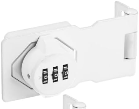 White 90 Degree Cabinet Combination Door Lock Latch Zinc Alloy Password Rotary Hasp Lock, Keyless Folding Latches for Closet Door Office File Cabinet, Drawers, Cupboard, Gate, Shed Locker 1PCS