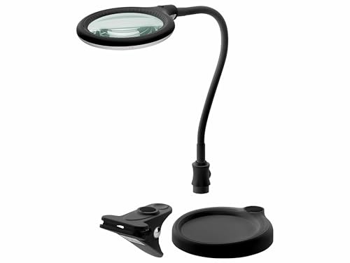 goobay 64990 LED Lupenleuchte - Lupenlampe mit Standfuß - Standlupe Licht - 6 W Leistungsaufnahme - Farbtemperatur 6200 K – Lichtstrom 480 lm, Schwarz