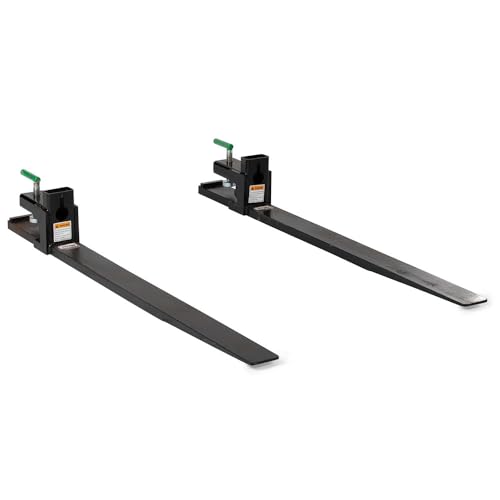 Image of Titan Attachments Pair Heavy-Duty 60 inch Clamp-On Pallet Forks, 47 inch x 4 inch Blade Length, Rated 6000 LB, Easy to Install on Loader or Skid Steer Bucket