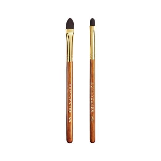 Desert Oak Series Pro Concealer Duo - Wide Teardrop & Micro Detail Brush Set for Under Eyes, Acne Scars & Redness, Bubinga Wood Handles (CM 194 & 195 Kit)
