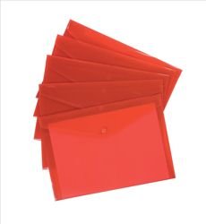 5 Star Envelope Wallet Polypropylene A4 Translucent Red [Pack 5]