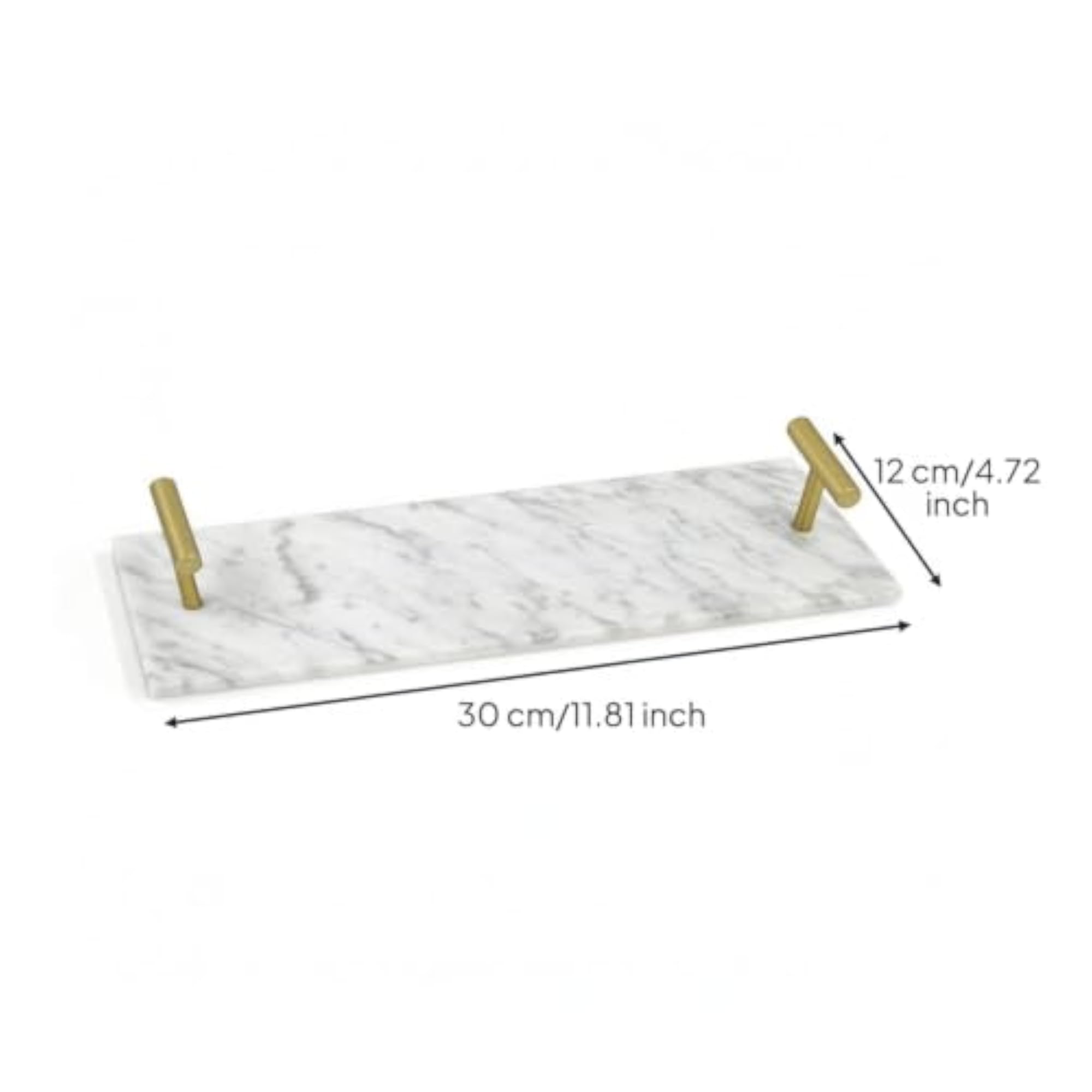 Decorative Marble Tray with Handles, Rectangular Design