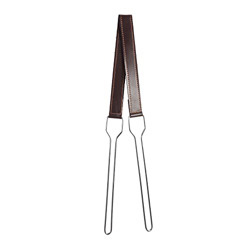 Portacazas de Piel y Metal Cromado en U Corto. Largo Metal 22cm. Ideal para zorzal, Perdiz, codorniz, Paloma, tórtola.