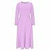 Womens Maxi Fall Dresses Long Sleeve Solid Color Crewneck A Line Pleated Swing Wedding Guest Dress Fashion Clothes