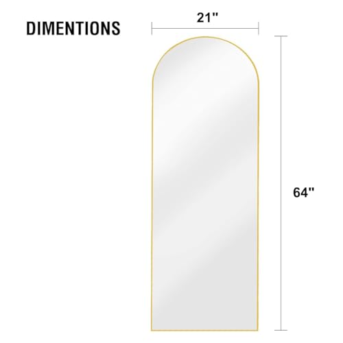 Image of OGCAU 64 inchx21 inch Arched Full Length Mirror, Floor Full Body Mirror, Gold