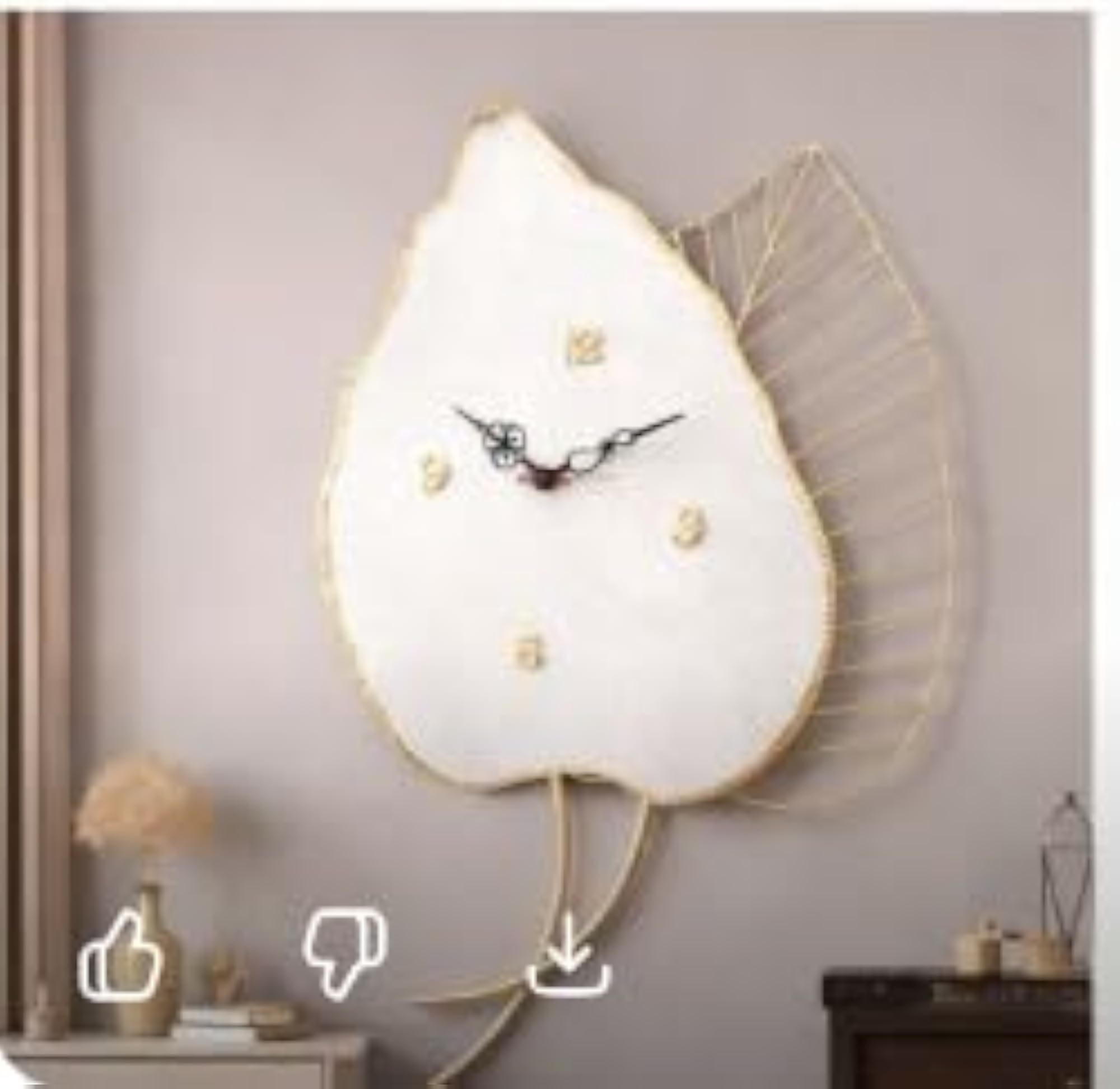 Decorative Leaf Shape Wall Clock, Modern Home Decor