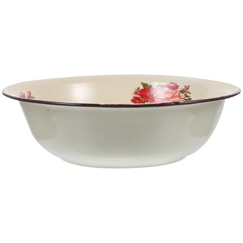 Roleader Palangana Esmaltada Vintage de 26 CM en Metal Resistente, Cuenco Multifuncional para Amasar y Lavar, Utensilio de Cocina para Uso en Hogar y Restaurante Varios estilos