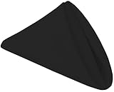 PLOYMONO Black Heavy Duty Cloth Napkins - 17 x 17 Inch Solid Washable Polyester Dinner Napkins - Set