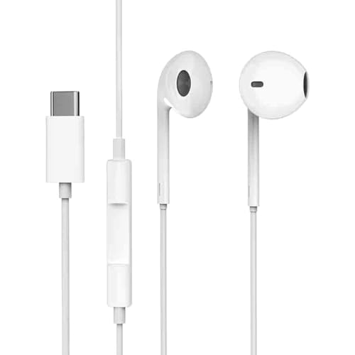 USB-C Wired Headphones with Microphone & Volume Control Noise-Isolating Type-C Earphones Compatible with iPhone 16/15 Pro Max iPad Samsung Galaxy S25/S24/S23/S22/Ultra Note 10/20 Google Pixel 7/6