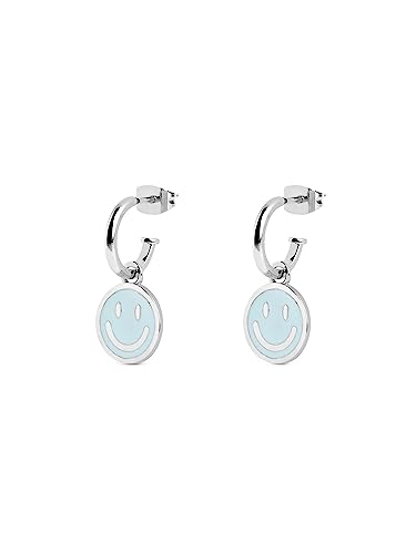Créoles Smiley Enamel SINGULARU en laiton plaqué or 18k avec fermoir écrou à pression pour femme