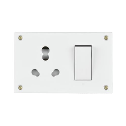 Image of Anchor by Panasonic Penta 6A /16A Capton 2 in 1 Combined Unit with Box 2-in-1 Unit with Box - 4 Fixing Holes, White (39593-1)