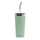 SIGG Helia Kaffeebecher to go (0.45 L / 0.6 L), doppelwandig isolierter Thermobecher mit Glas-Strohhalm, auslaufsicherer Tumbler aus Edelstahl für heisse & kalte Getränke
