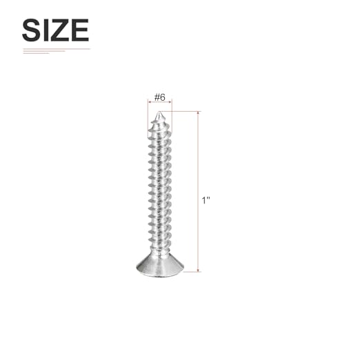 Image of DTGN 50Pcs #6x1 inch Flat Head Wood Screws, 304 Stainless Steel Phillips Self Tapping Screws - Good for Woodworking, Furniture - Silver