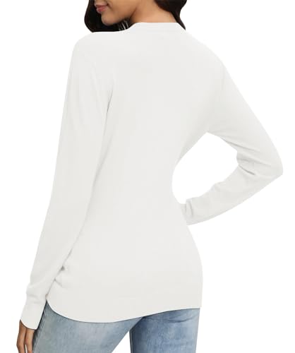 Image of EXCHIC Women's Long Sleeve V-Neck Casual Sweaters Fall Classic Soft Knit Top 2026 Fit Basic Pullover Tops