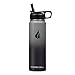HYDRO CELL Stainless Steel Insulated Water Bottle with Straw - For Cold & Hot Drinks - Metal Vacuum Flask with Screw Cap and Modern Leakproof Sport Thermos for Adults (Graphite/Black 24oz)