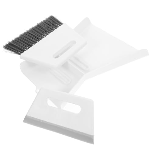 KICHOUSE 1 Set White Broom for Table Car Cleaning Brush Plastic Desktop Dust Cleaner Mini Dustpan