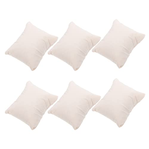 Unomor 6 Stück kleines Armband-Kissen für Uhrenkissen, Kissen für die Vitrine des Hauses Beige Cover